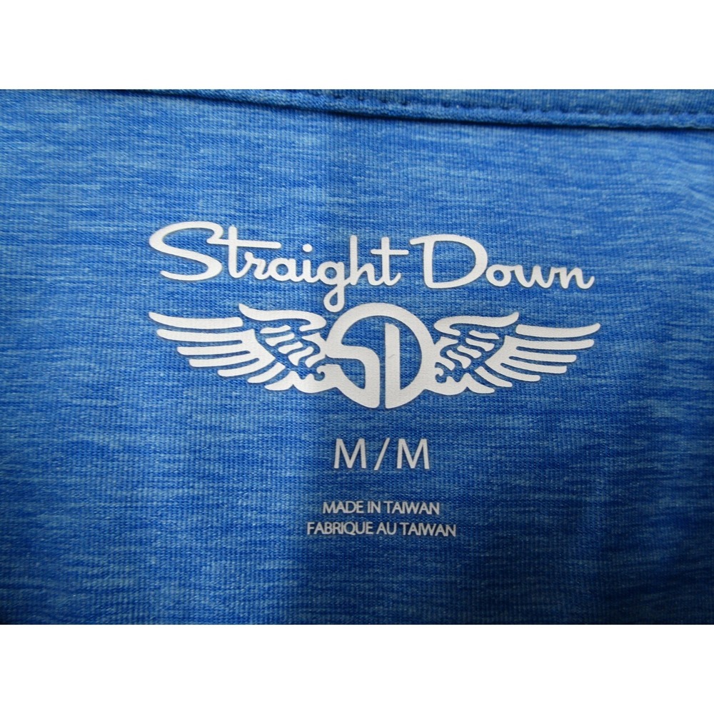 Straight Down Mens Blue Heathered Performance Golf Polo Shirt Swan Logo Size M - Picture 2 of 9